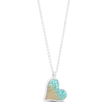 Explorer Heart Necklace - Silver - Turquoise Gradient