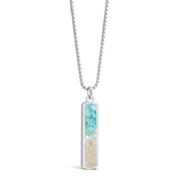 Men's Bar Necklace - Silver Steel - Ocean Gradient