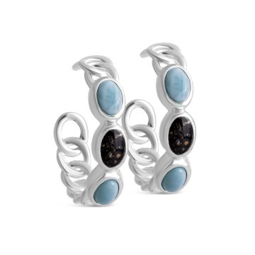 Milan Hoop Earrings - Larimar & Sand