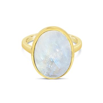 Camille Kostek gold jewelry, moonstone cabochon ring.