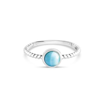 Rope Stacker Ring Round Larimar |  Dune Jewelry