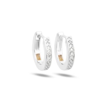 Diamond Hoop Earrings 10mm - 14k White Gold