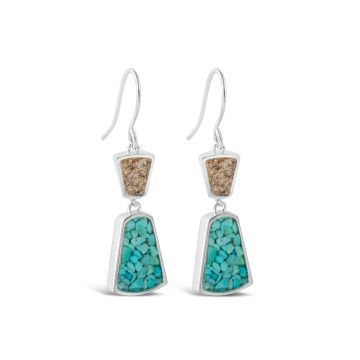 CEI - Modern Metal Drop Earrings - Sand and Turquoise