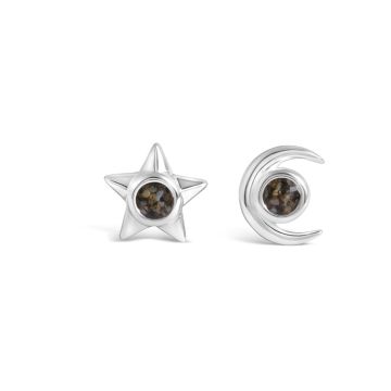 Stars & Moon Stud Earrings by Tiffany Rice - Sterling Silver
