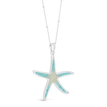 Starfish Necklace - Dune Silver - Turquoise Gradient