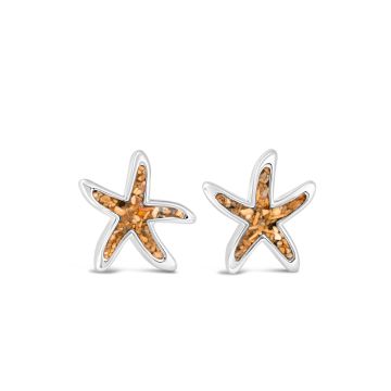 Starfish studs earrings, nautical earrings studs womens and custom jewelry gifts made with beach sand, gemstones, or elements.
