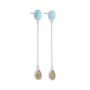 Stepping Stone - Chain Drop Earrings - Larimar & Sand