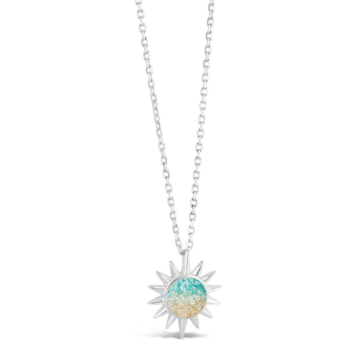 The Sun Necklace - Short - Diamond & Turquoise Gradient