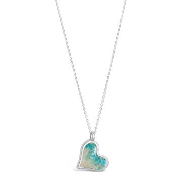 Tilted Heart Necklace - Turquoise Gradient