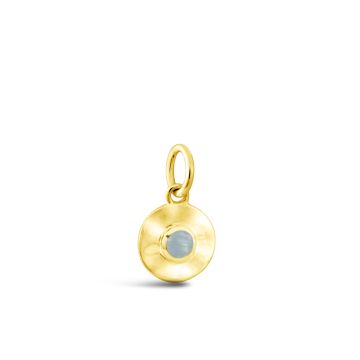 Collectible Travel Treasures Aquamarine Disc Charm - 14k Gold Vermeil