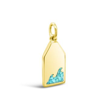 Collectible Travel Treasures Customizable Wave Tag Charm - 14k Gold Vermeil
