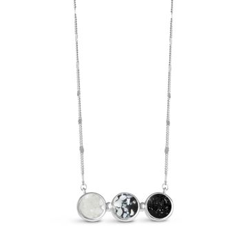 Triple Bezel Organic Stationary Necklace - Custom Gradient