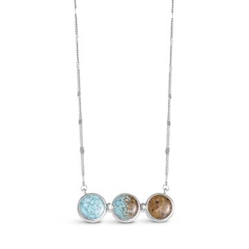 Triple Bezel Organic Stationary Necklace - Turquoise Gradient