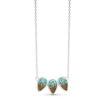 Triple Teardrop Stationary Necklace - Turquoise Gradient