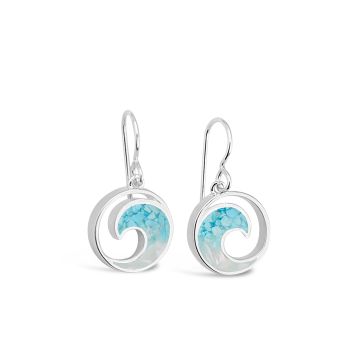 Wave Drop Earrings - Dune Silver - Turquoise Gradient