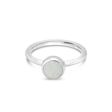 Birth Month Power Stone Stacker Ring - Round - June - Moonstone