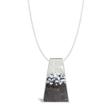 Athena customizable sterling silver statement necklace with mother of pearl and Alaska sand elements on an silver chain. Goddess Necklace.