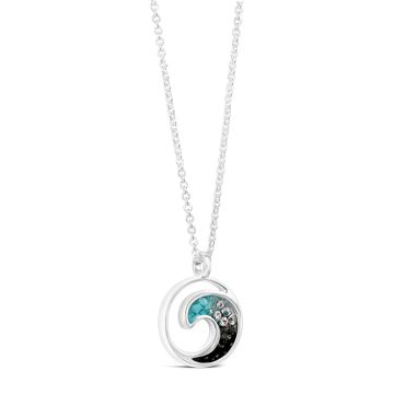 Wave Necklace - Diamond & Turquoise Gradient