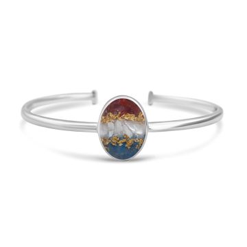 Stars & Stripes - Oval Cuff Bracelet - Silver