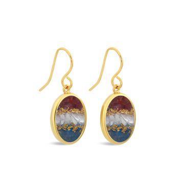 Stars & Stripes - Oval Drop Earrings - Gold