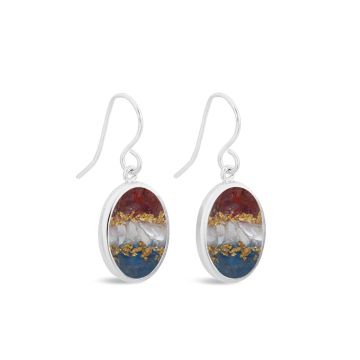 Stars & Stripes - Oval Drop Earrings - Silver