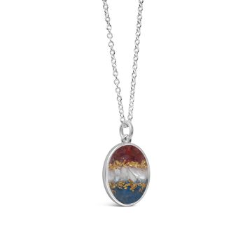Stars & Stripes - Oval Necklace - Silver