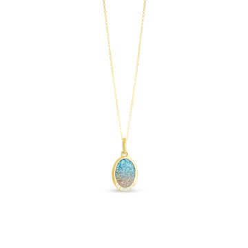 Oval Pendant with White Topaz - Dune Gold - Turquoise Gradient