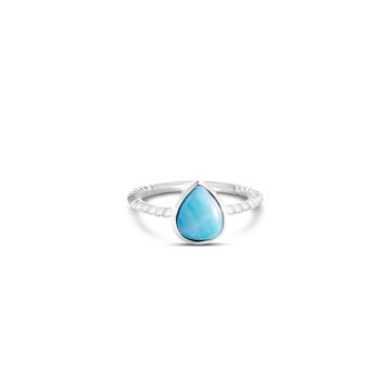 Rope Stacker Ring Pear Larimar