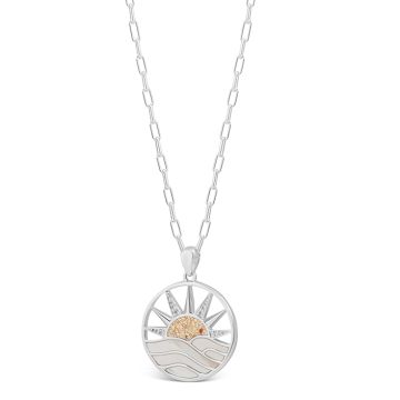 Seaside Sunrise Necklace - Mother of Pearl & White Topaz