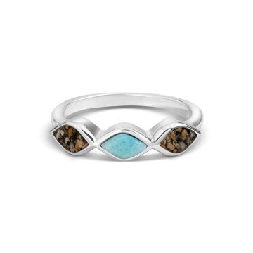 Tidepoint Triple Bezel Ring - Larimar & Sand