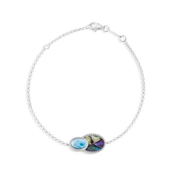 Twin Oval Chain Bracelet - Larimar and Abalone