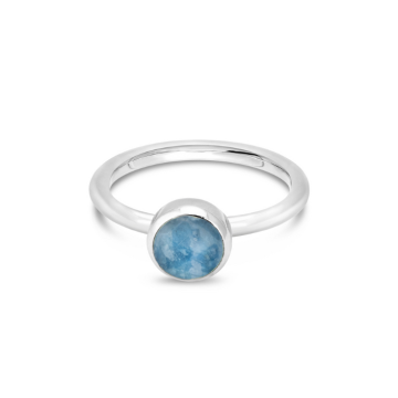 Birth Month Flower Stacker Ring - Round - August - Hydrangea