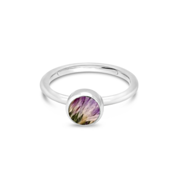 Birth Month Flower Stacker Ring - Round - September - Aster