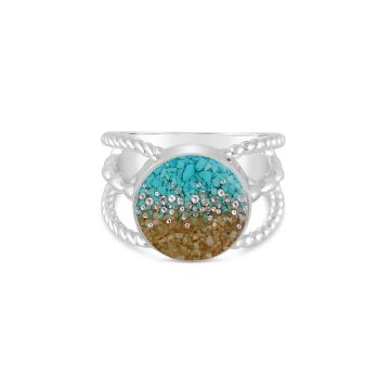 Boho Ring - Round - Diamond & Turquoise Gradient