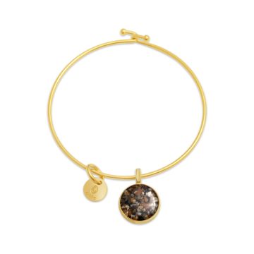 Round Gold Bangles with Beach Sand, Gemstones, and shells, custom bangle bracelets.