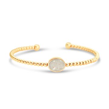 Beaded Cuff Bracelet - Oval - Gold