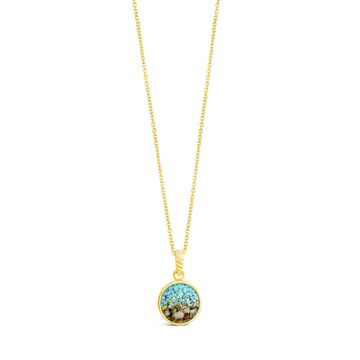 Bespoke Round Necklace - 14k Yellow Gold - Turquoise Gradient