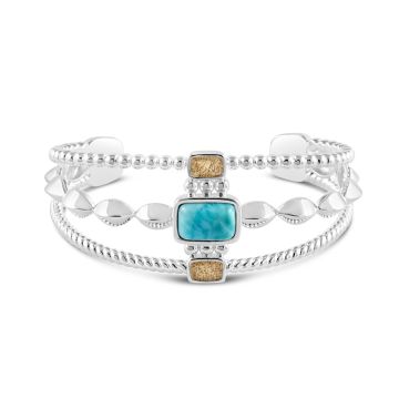 Boho Cuff Bracelet - Larimar and Sand