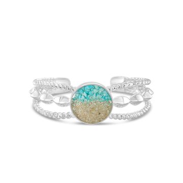 Boho Cuff Bracelet - Round - Diamond & Turquoise Gradient