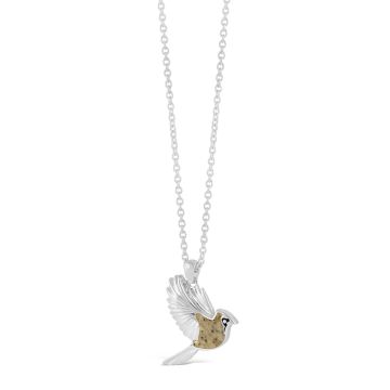 Memorial jewelry cardinal bird necklace with ashes or cremains.