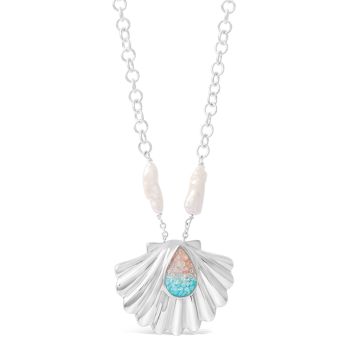 Coastal Shell Necklace - Diamond & Turquoise Gradient