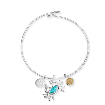 Crab Bangles with Larimar and Beach Sand, custom bangle bracelets