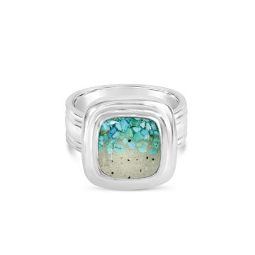 Cushion Cut Nautical Ring - Turquoise Gradient