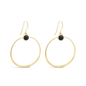 Meteorite Daisy Hoop Earrings - 14k Gold Vermeil