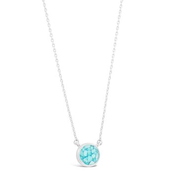 Birth month necklace with December power stone Turquoise, genuine stone. Delicate round necklace.