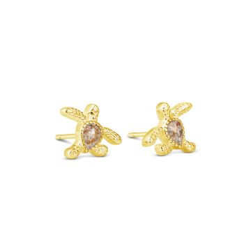14k Gold stud earrings, delicate sea turtle earrings studs womens and custom jewelry gifts made with beach sand, gemstones, or elements. Womens turtle jewelry.