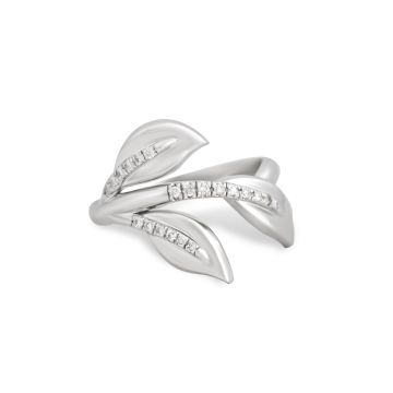 Diamond Theia Leaf Ring - Sterling Silver