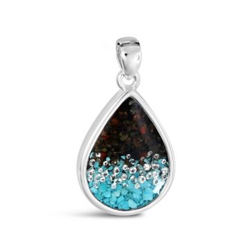 Large Teardrop Pendant - Diamond & Turquoise Gradient