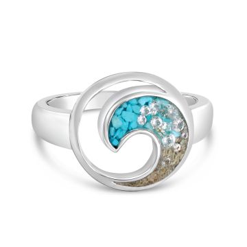 Wave Ring - Diamond & Turquoise Gradient