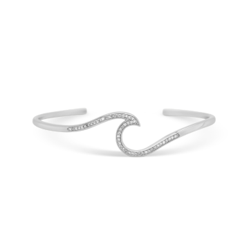 Diamond Wave Cuff Bracelet - Sterling